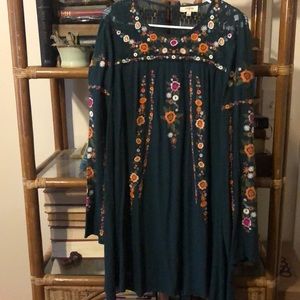 Green Embroidered Umgee Dress